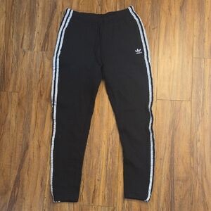 Adidas Black Joggers with White Stripes